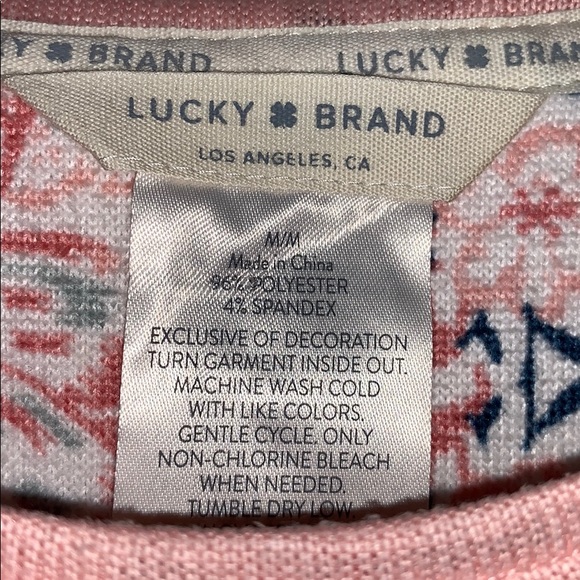 LUCKY BRAND • Pink Scoop White Floral Soft Top - Picture 5 of 6